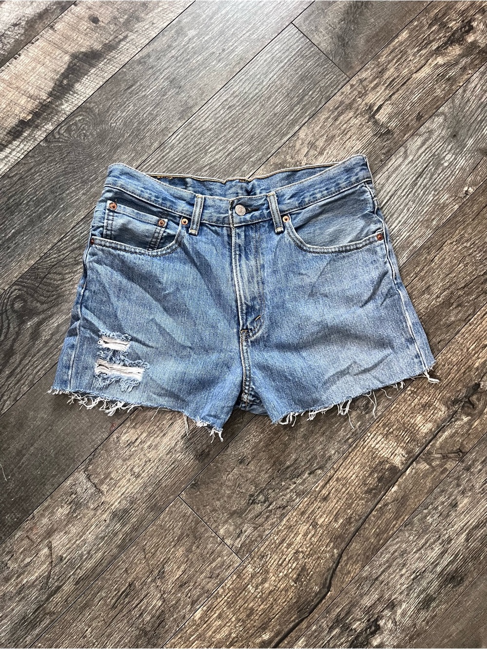Y2K Levi's Women's Blue Denim Cutoff Shorts